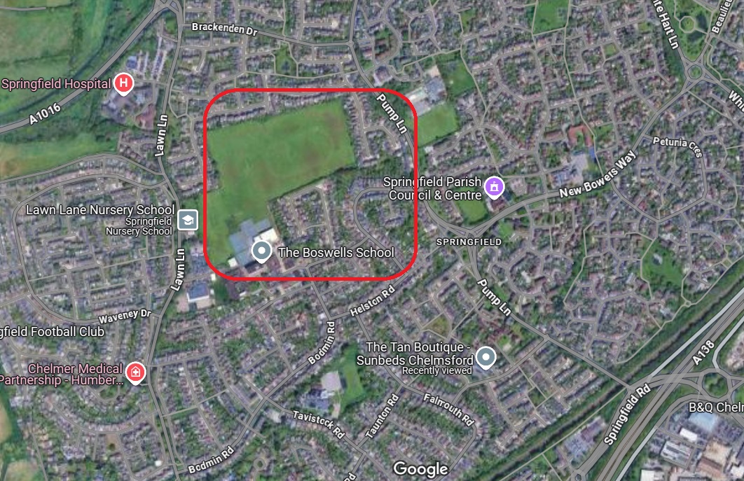 Chelmsford - The Boswells School : Image credit Google maps